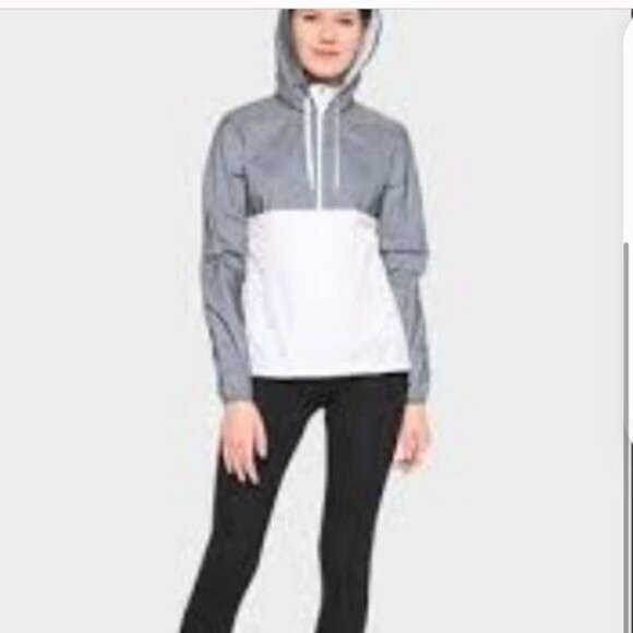 Fila Sport Womens Hooded Windbreaker Jacket S Polyester Gray/White - Picture 5 of 7